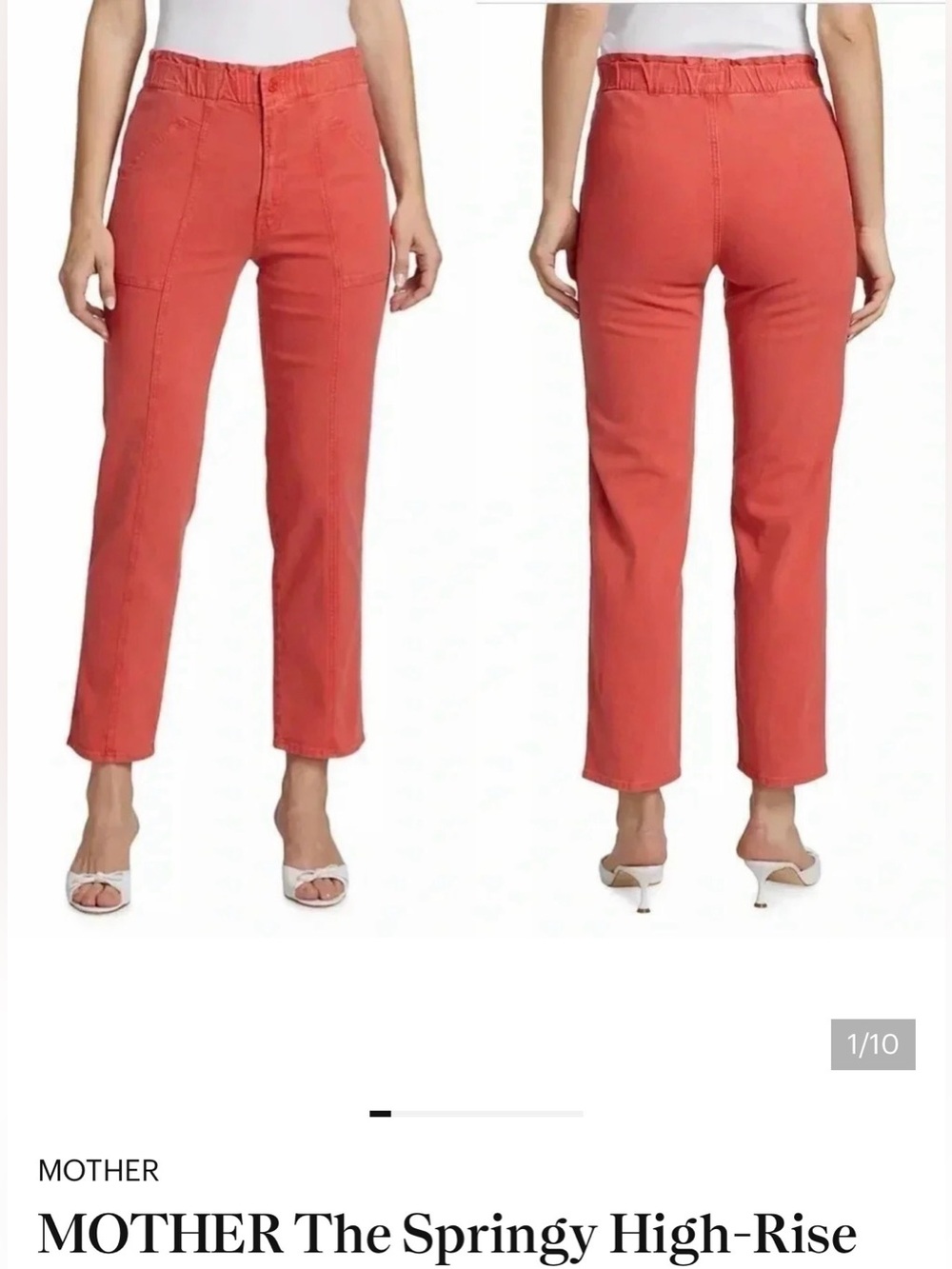 MOTHER High-Rise Cropped Pants in Coral